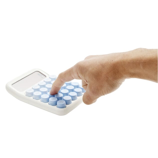 Calculatrice de bureau d&eacute;grad&eacute; noir touches rondes en relief 11,5x16cm