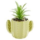 Plante artificielle dans pot forme cactus plastique vert 12x9xH17cm (2 mod&egrave;les)