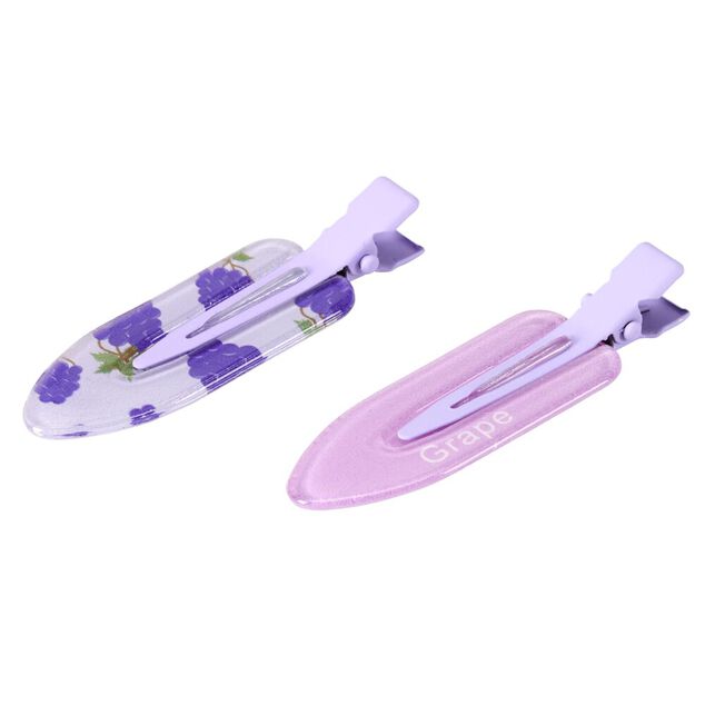 Pince à cheveux x2 clip fantaisie en métal et plastique 2x6cm (3 modèles)