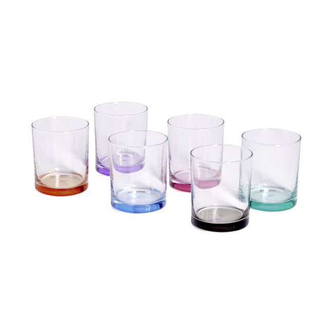 Lot de 6 gobelets en verre fond color&eacute; 28cl