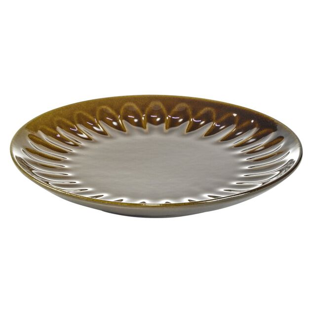 Assiette &agrave; dessert ronde Badem fa&iuml;ence marron fonc&eacute; &Oslash;21,5cm