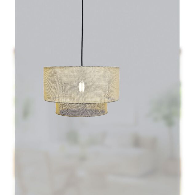 Suspension avec abat-jour en lin beige &Oslash;40 cm