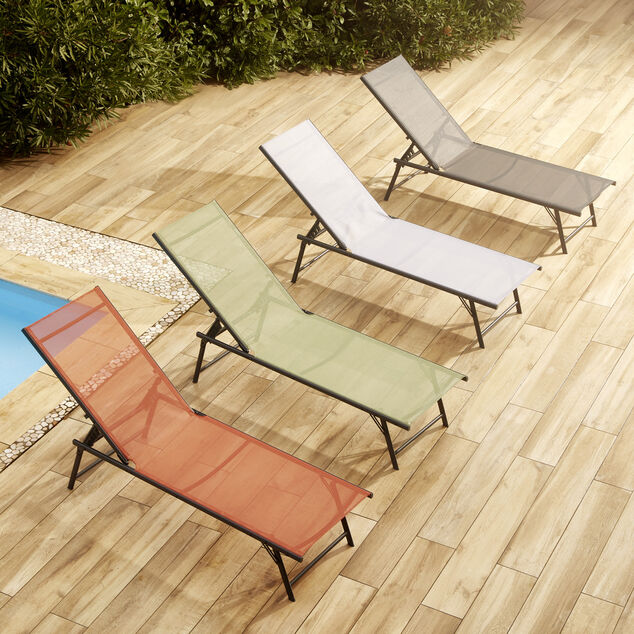 Bain de soleil Dream acier et textil&egrave;ne rouge terracota 179x56xH33cm