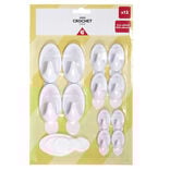 Lot de 12 crochets adhésifs plastique blanc