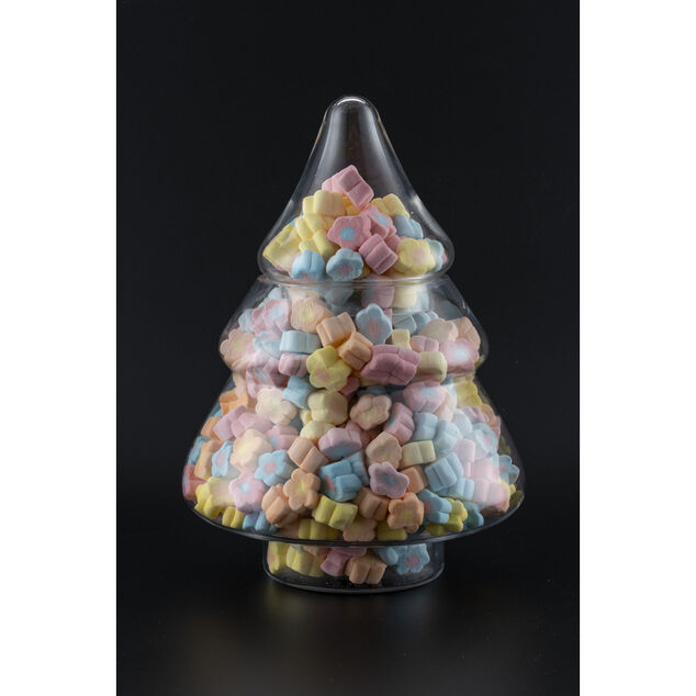 Bonbonni&egrave;re en verre forme sapin &Oslash;19,5xH28cm