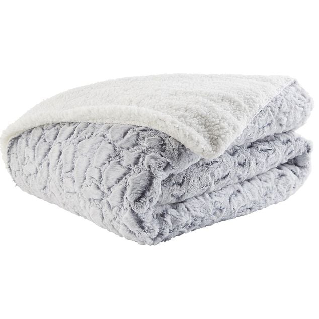 Plaid imitation fourrure d&eacute;cor uni