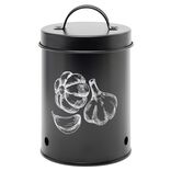 Bo&icirc;te de conservation pour ail en m&eacute;tal noir