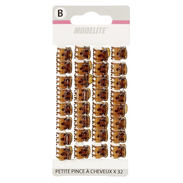 Mini pince plastique marron x32
