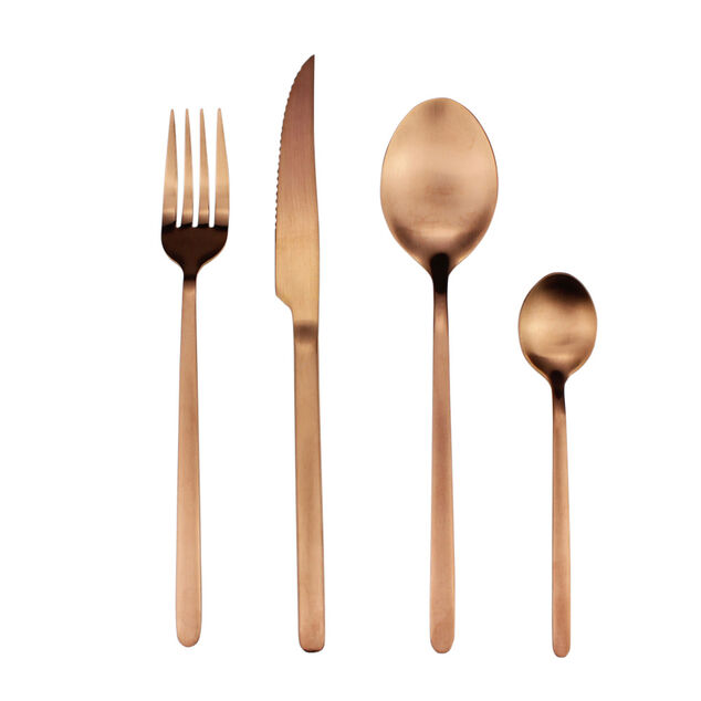 M&eacute;nag&egrave;re 16 pi&egrave;ces inox marron cuivr&eacute;