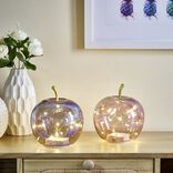 Pomme décoration LED en verre à poser rose Ø16cm