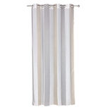 Voilage &agrave; oeillets jacquard blanc bande verticales gris et taupe