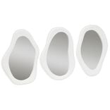 Miroir x3 forme organique bord ciment blanc 21x29cm