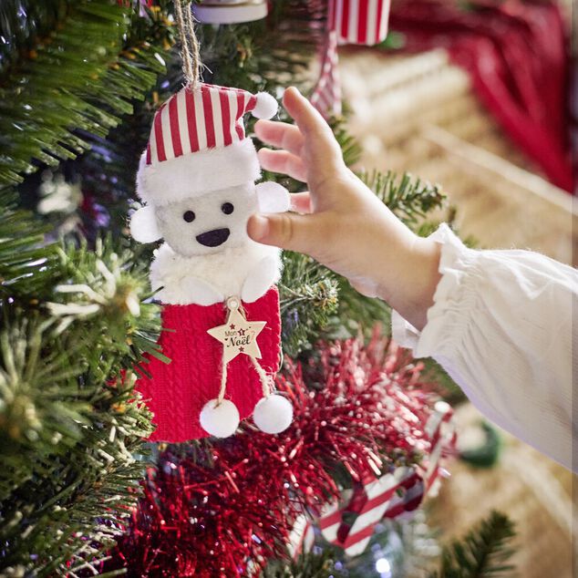 Chaussette à suspendre ourson "Mon 1er Noël" 7,5x15cm