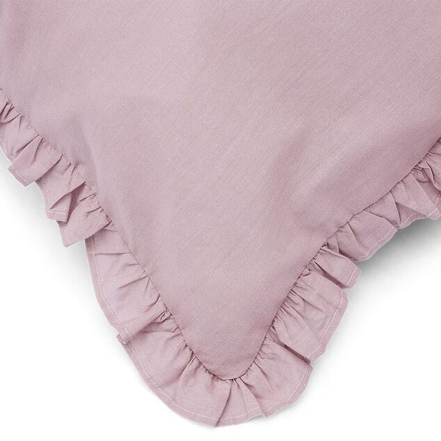 Parure de lit 2 personnes 220x240cm rose uni avec volants