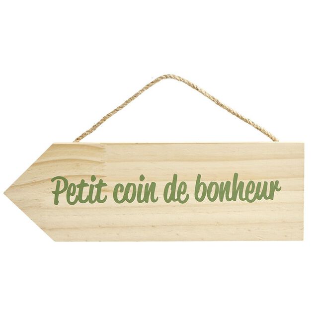 Pancarte en bois &agrave; suspendre avec message L30xH10cm