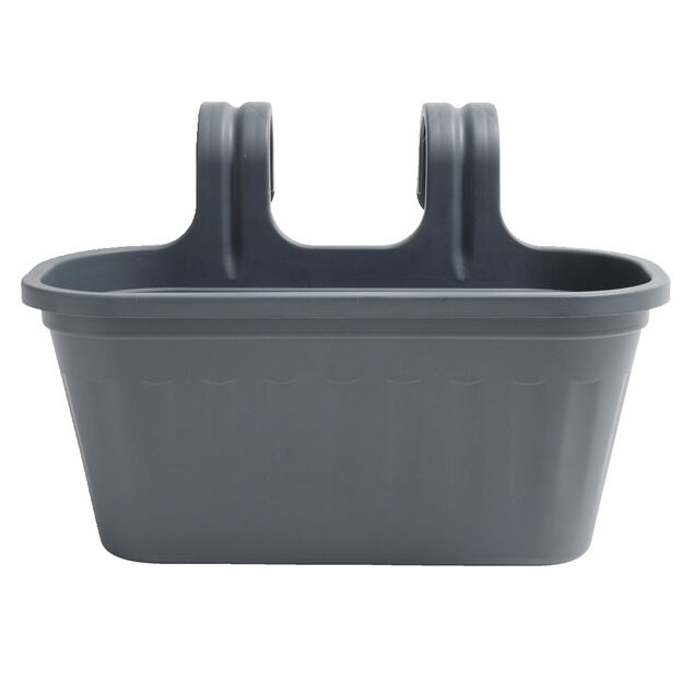 Jardini&egrave;re pour balcon en plastique gris 38x18xH26cm