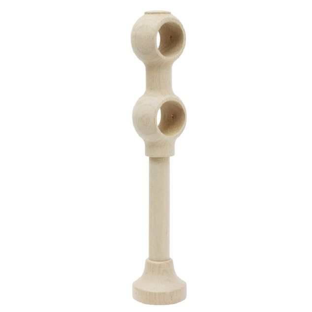 Support de tringle double &agrave; oeil en bois naturel &Oslash;28mm