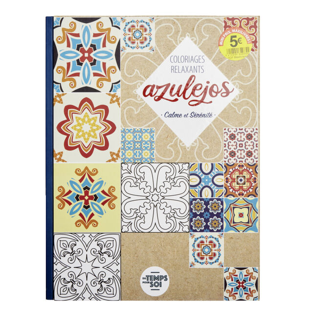 Album de coloriage adulte th&eacute;rapeutique th&egrave;me carreau de ciment 21x29cm