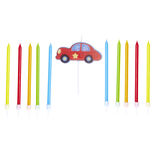 Lot de 10 bougies anniversaire voiture avec support