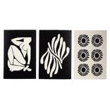 Lot de 3 affiches style Matisse papier noir et beige 10x15cm