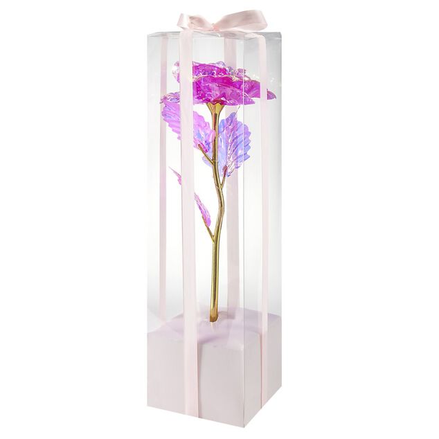 Rose éternelle irisée lumineuse avecLED 15x15xH50cm (3 modèles)