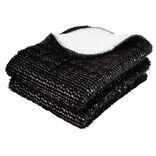 Plaid noir paillet&eacute; avec dos sherpa 130x160 cm