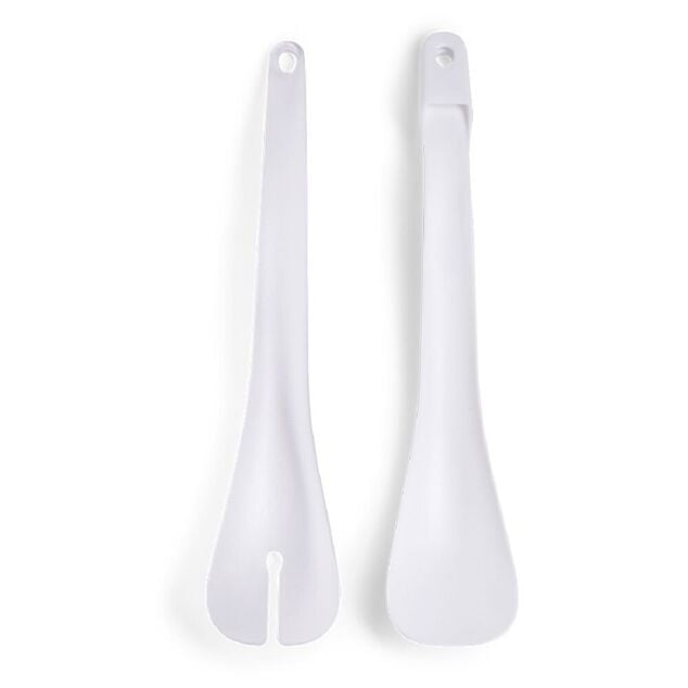 Lot de 2 couverts &agrave; salade plastique blanc L.31cm