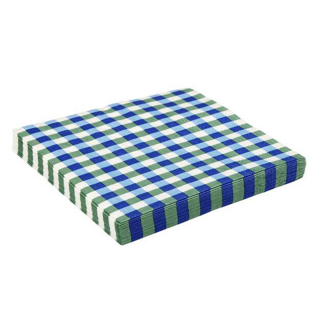 Serviette papier x20 carreaux blanc et bleu 33x33cm