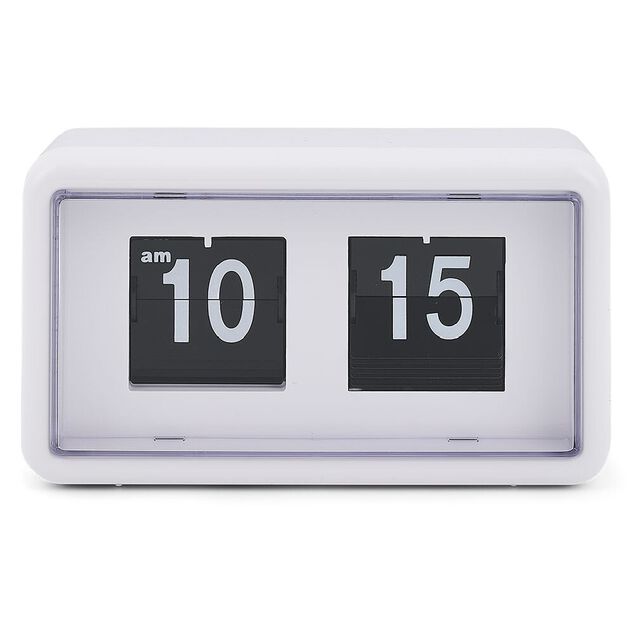 Horloge r&eacute;tro &agrave; rabat automatique plastique blanc