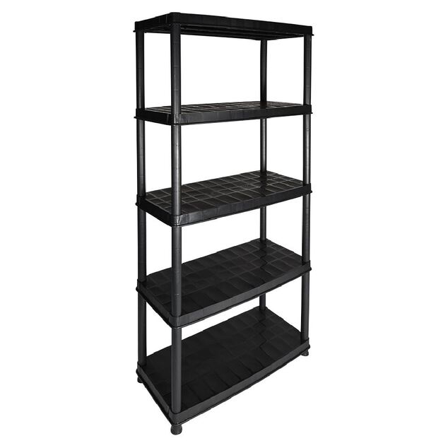 &Eacute;tag&egrave;re plastique noir 5 niveaux L71xl35xH180cm