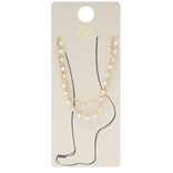 Cha&icirc;ne de cheville argent&eacute; fer et laiton avec perles pendantes