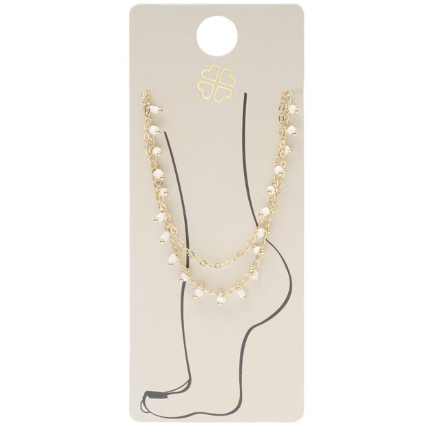 Cha&icirc;ne de cheville argent&eacute; fer et laiton avec perles pendantes