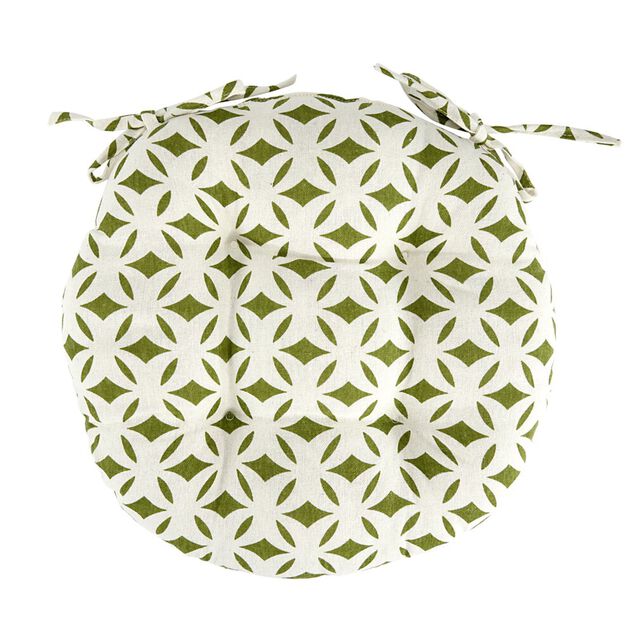 Galette de chaise ronde polycoton avec motif &Oslash;40cm (2 mod&egrave;les)