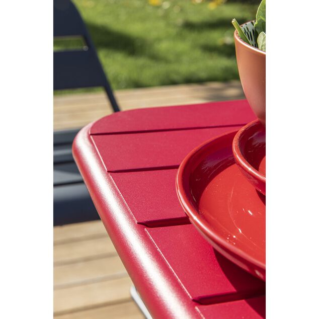 Table de jardin haute Fun m&eacute;tal rouge 60x60xH100cm