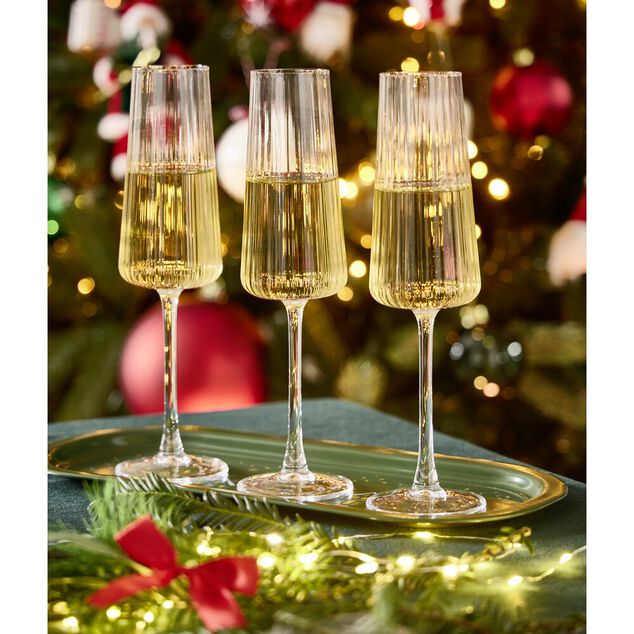 Fl&ucirc;te &agrave; champagne X3 pcs 25 cl verre motif stri&eacute; &Oslash;7XH26 cm