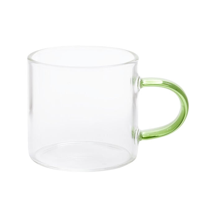 Tasse &agrave; caf&eacute; x4 en verre anse color&eacute;e &Oslash;5xH5cm