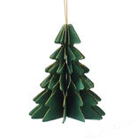 Sapin 3D &agrave; poser en papier certifi&eacute; FSC&reg; vert et dor&eacute; H10cm