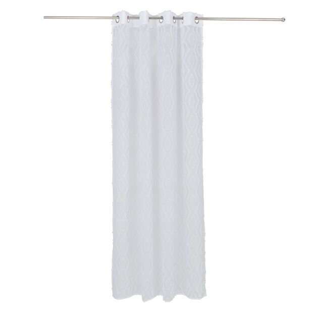 Voilage polyester 140x240cm tuffet&eacute; blanc