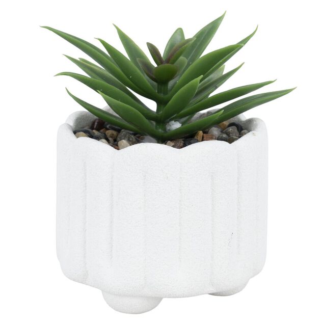 Plante artificielle pot blanc x3 avec plateau