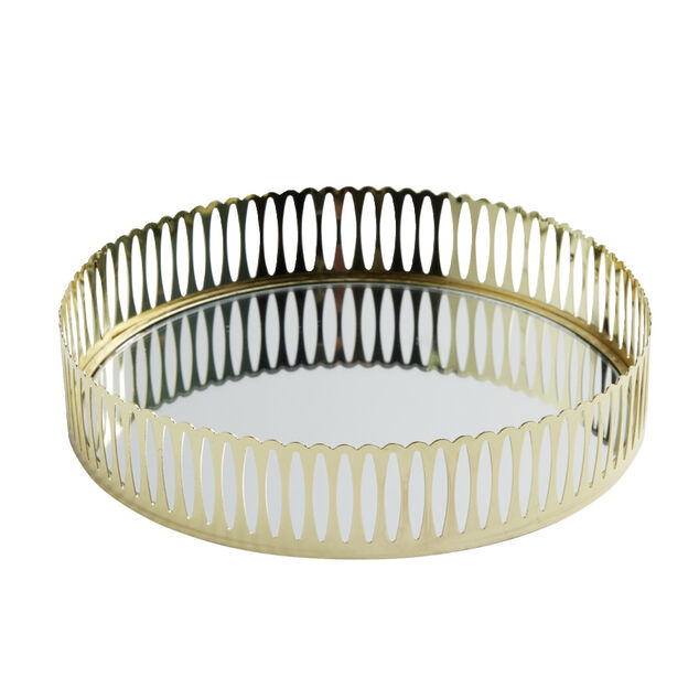 Plateau miroir en m&eacute;tal argent&eacute; &Oslash;20xH4,5cm