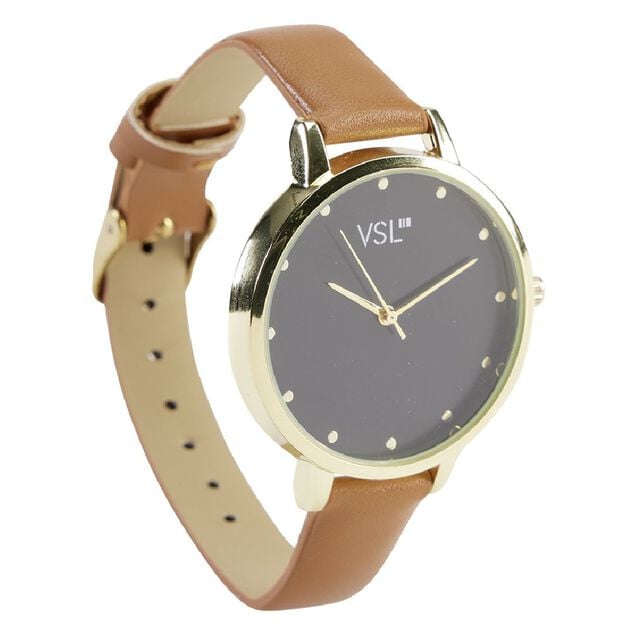 Montre &agrave; cadran dor&eacute; bracelet simili camel