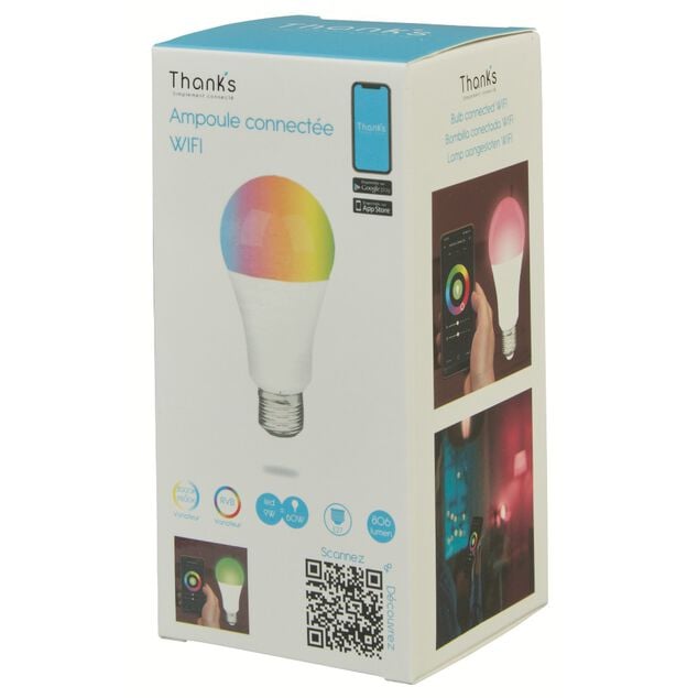 Ampoule LED connectée couleurs changeantes E27 60 W