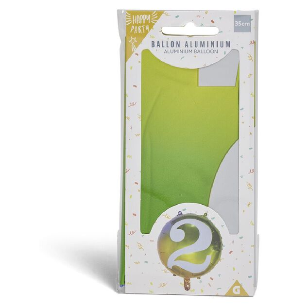 Ballon alu chiffre 2 métallisé multicolore Ø45cm
