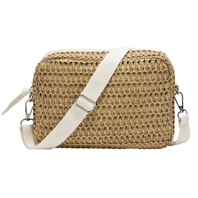 Sac à main bandoulière effet paille fermeture zippée 21x7xH15cm (2 modèles)