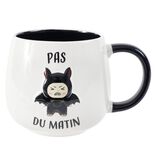Mug c&eacute;ramique 40cl Pas Du Matin motif Gromimis en relief noir et blanc