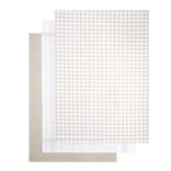Lot de 3 torchons rectangulaires 50x70cm 100% coton blanc et beige