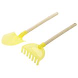 Pelle de plage en plastique jaune et manche bois L42cm