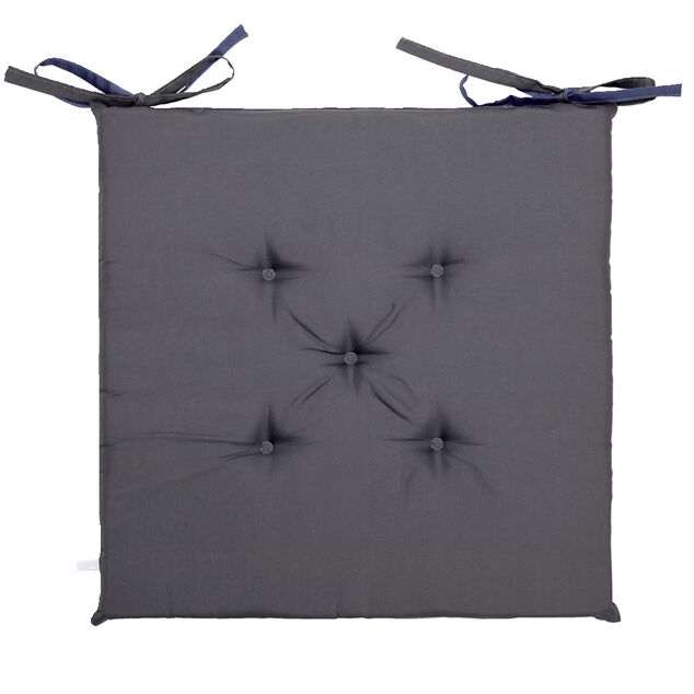 Galette de chaise carr&eacute;e 40x40cm r&eacute;versible bleue et grise