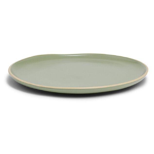 Assiette plate en fa&iuml;ence vert &Oslash;27xH1,7cm