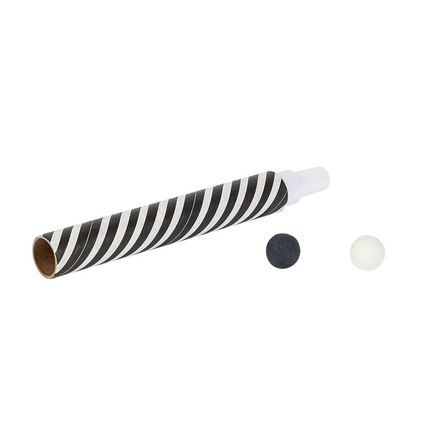 Sarbacane ray&eacute;e noire et blanche x 4 et ses 60 boules assorties